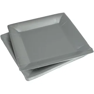 Homéa, Set mit 20 quadratischen Papptellern, 23 cm, silberfarben