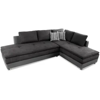 luma-home Eckcouch Kunstleder + Mikrofaser 4-Sitzer Grau