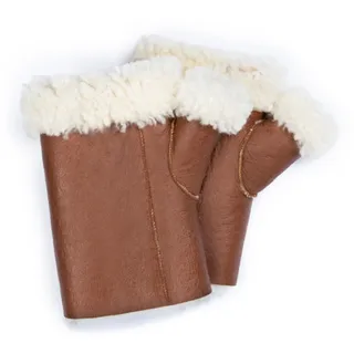 Valcuer 1887 Fingelose Handschuhe Finger Free VC warme Unisex Fäustlinge aus hochwertigem Lammfell, Fell, Leder - bequem, warm und hochwertig in Schwarz und Cognac