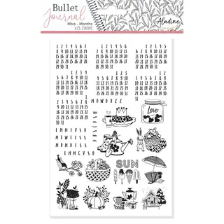 Aladine - Stempelset Bullet Journal "Monats" – 25 Universal-Monatsstempel – Kalender Datum Jahr – Zubehör Bullet Journal, Bullet Planner, Kalender – Stampo Bullet Journal – 03939