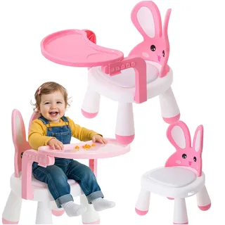 Rosa Hochstuhl mit Tisch für Fütterung und Spiel - Rosa