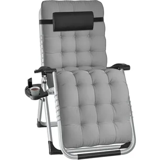 Tectake Sonnenliege Cloud 84 x 168 x 82,5 cm Hellgrau