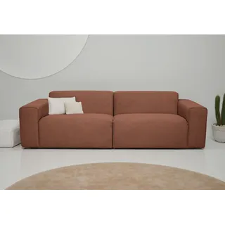 OTTO home 3-Sitzer »Koa, 228 cm, Modulsofa in Cord, Chenille, Struktur, Webstoff« Designsofa, weicher Lounge-Sitzkomfort, Welleunterfederung, bodentief, rosa