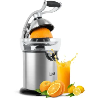 Teesa TSA3011 Elektrische Zitruspresse, Saftpresse mit Griff 130 W / 350 ml Edelstahl, Silber