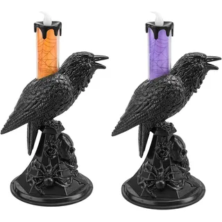 Set 2 X Halloween Krähenfuß & Rabe Kerze Spinnennetz LED Beleuchtung Party Deko