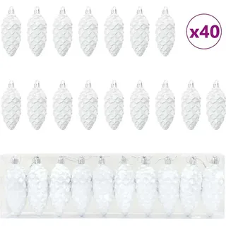 Weihnachts-Tannenzapfen Ball 40 pcs Weiß Kunststoff - Weiß
