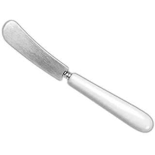 Holst Porzellan BUD 113 Buttermesser 16 cm mit Porzellanheft, Edelstahl, weiß/silber, 6 Stück