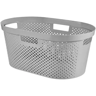 Curver Wäschekorb Infinity mit Punktmuster, 39 L, Plastik, Hellgrau, 35 x 25 x 10 cm