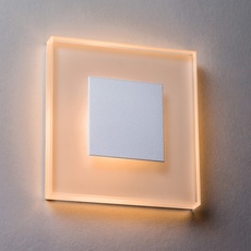 LED Treppenbeleuchtung Premium SunLED Large Warmweiß 230V 1W Echtes Glas Treppenlicht mit Unterputzdose Treppen-Stufen-Beleuchtung Wandeinbauleuchte (ALU: Weiß; LICHT: Warmweiß, 1 Stück)