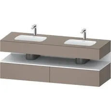 Duravit Qatego Einbauwaschtisch mit Konsolenwaschtischunterbau, 1600x550x600mm, Nische Weiß Matt, Doppelwaschtisch, QA4797018, Farbe: Basalt Matt