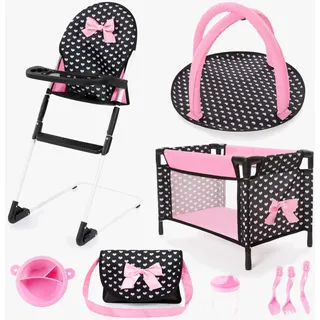 Bayer »Puppen-Reisebett« mit Hochstuhl, Spielbogen und Zubehör für die Puppenpflege, pink