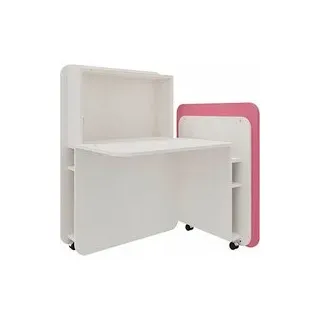 fm FLATup  Sekretär diamantweiß/ rose rechteckig, weiß 107,0 x 41,5 - 91,0 cm