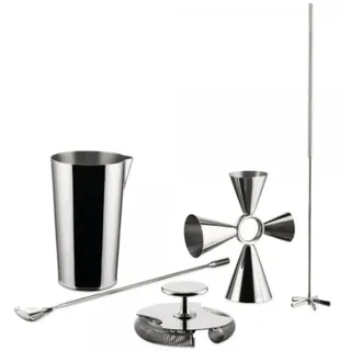 Alessi The Tending Box GIA25SET – Cocktail-Set mit Mixerglas, Quadri Combo Jigger, Doppeltem Barsieb, Löffel und Schneebesen, aus Edelstahl 18/10