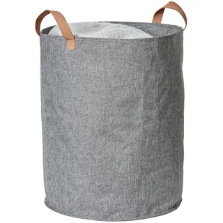 LOVE !T STORE !T LOVE IT STORE IT - Premium Aufbewahrungskorb mit Griffen - Runder Wäschekorb groß aus Leinen - Grau - Stabil und vielseitig - 40x40x45 cm