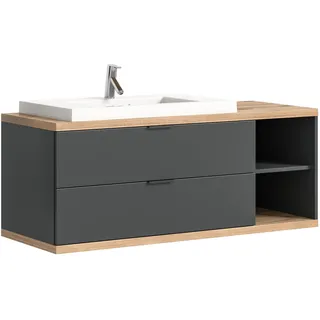 VCM Waschbeckenunterschrank Nuaro Anthrazit/Nox Oak 55 cm x 130 cm x 48 cm