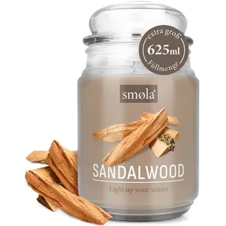 smøla Große Duftkerze im Glas I Sandalwood 625ml - Kerze Sandelholz I bis zu 140 Stunden Brenndauer I vegane Sojawachs-Kerze I perfekte Geschenkidee
