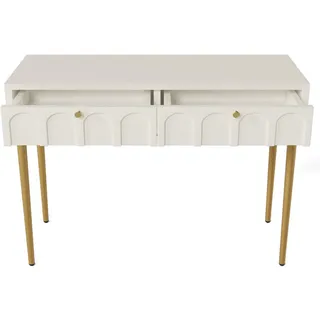 Urban Meuble Schminktisch Cremeweiß und Golden 100/76,5/45 cm , Holzwerkstoff, Metall , Rechteckig , 76.5x45x100 cm , Wohnzimmer, Wohnzimmertische, Konsolentische