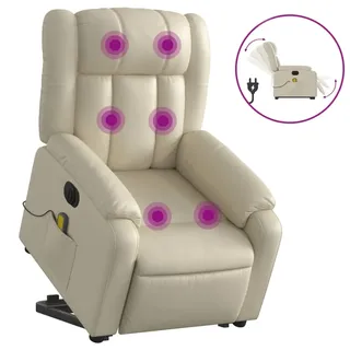 Massagesessel mit Aufstehhilfe Elektrisch Creme Kunstleder - Creme