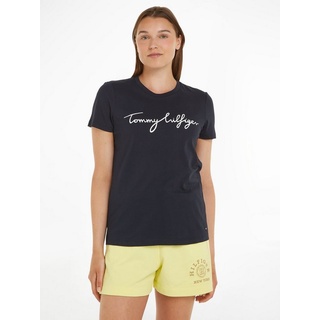 Tommy Hilfiger »REG C-NK SIGNATURE TEE SS«, mit Logoschriftzug Gr. XS (34), desert sky,