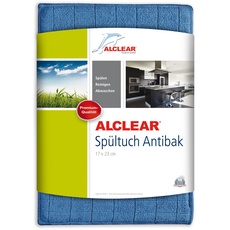 ALCLEAR 950017 antibakterielles Ultra-Microfaser Spültuch Antibak mit Silber, Farbe: blau, 17 X 23cm, fusselfrei, deutsche Marke