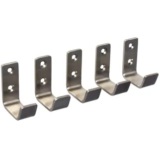 Gedotec Mantelhaken Vintage Garderobenhaken Edelstahl gebürstet Kleiderhaken einzeln - SANDRA klein | Aufhänger gebogen | 48 x 20 mm | Wand-Haken zum Schrauben | 5 Stück - Garderobe Wand-Montage