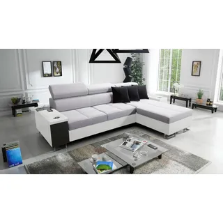 Kaiser Möbel Bequemes Ecksofa mit Schlaffunktion MORENA I MAXI Kunstleder/Sawana Weiß/Lila Rechts