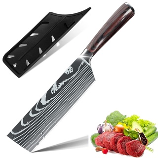 ZENG 18cm Nakiri Messer Japanisches Messer Küchenmesser Kochmesser Scharfe aus Deutschem Edelstahl, Ergonomischer Pakkawood Grif für Haus und Restaurant