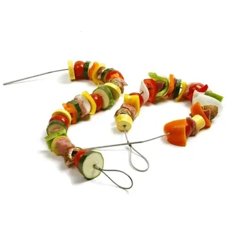 Flexible Spieße aus Edelstahl, 2 Stück – Metall-Schaschlik-Grillspieße – perfekt für geschlossenes Deckel, BBQ oder *Ninja-Grills
