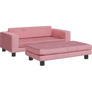 vidaXL Kindersofa mit Hocker Rosa 100x50x30 cm Samt - Rosa