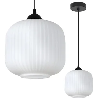 Hängelampe RIFFLE Schwarz 1-flammig Weiß Zylinder 20cm E27