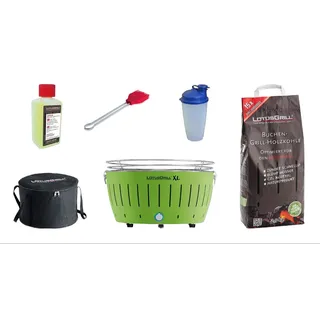 LotusGrill XL Starter-Set XL Grill Limettengrün mit USB-Anschluß