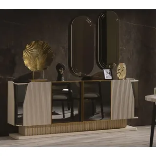 Esszimmer Set 3tlg Sideboard und 2x Spiegel Luxus Möbel Modern Set Holz - Bunt