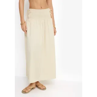 Maxirock LSCN BY LASCANA, Damen, Gr. 42, creme, Web, Obermaterial: 100% Baumwolle, unifarben, figurumspielend knöchelfrei, Röcke Maxirock