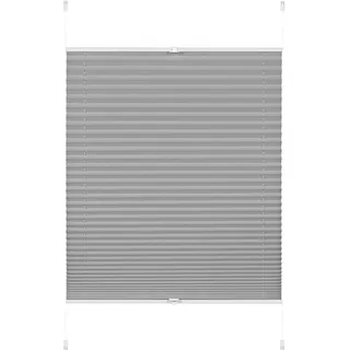 GARDINIA Plissee ohne Bohren, Zum Klemmen, Blickdicht, Falt-Rollo zur Verdunklung, Sichtschutz, Verstellbar von 6 mm - 30 mm, Greta, Steingrau, 90 x 130 cm