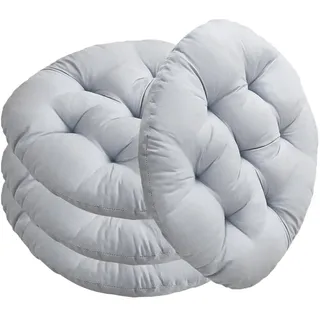 Umllpet Sitzkissen Rund 40cm, 4 Stück Bodenkissen Rund Sitzpolster, Bequemes Sitzkissen, Stuhlauflage Sitzpolster für Esszimmer, Wohnzimmer, Studierzimmer, Büro, Konferenzraum, Indoor & Outdoor (Grau)