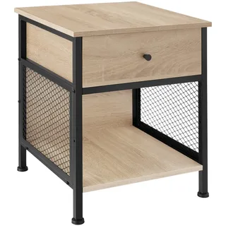tectake Nachtschrank Killarney, 45 x 46 x 55,5 cm, Industrial Holz hell, Eiche Sonoma , Naturfarben , Holzwerkstoff , Quadratisch , 45x55.5x46 cm , Schlafzimmer, Nachtkästchen