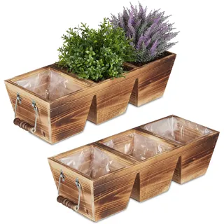Relaxdays Blumenkasten 12,5 x 43,5 x 17,5 cm Natur