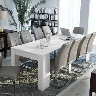Dmora - Ausziehbare Konsole Maclodio, verwandelbar in Esstisch, platzsparend und ausziehbar bis 237 cm, 90-237x76,6x90 cm, Weißholz-Optik