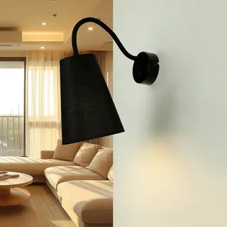 Wandleuchte Schwarz flexibel verstellbar Schalter Modern BANTA Leselampe Wand