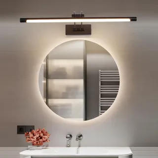 MantoLite Dimmbar Bilderleuchte 15W, Schwarz 60cm Led Badspiegel Mit Drehbarem Lampenkopf Restaurant Wandleucht Schwenkarm, Beleuchtung Badezimmer Leseleuchten Display Lamp 3000K/4500K/6000K
