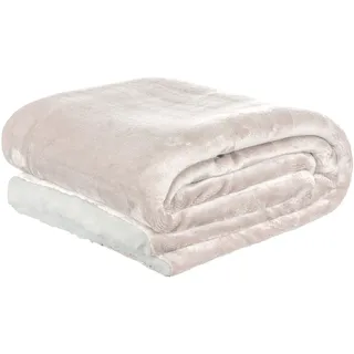 Brandsseller Fleecedecke 100x150 cm – Kuschelige Sofadecke/Couchdecke aus Fleece & Sherpa – Flauschige Wohndecke – Weich & zweiseitig, auch als Babydecke geeignet - Hellgrau/Weiß