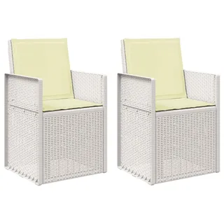 vidaXL Garten Esszimmerstühle 2 pcs Weiß und Creme PP - Weiß