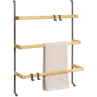 eluno Tür-Hängeregal, grau , Grau , Holz , 65x86x17 cm , Badezimmer, Badezimmerausstattung, Handtuchhalter