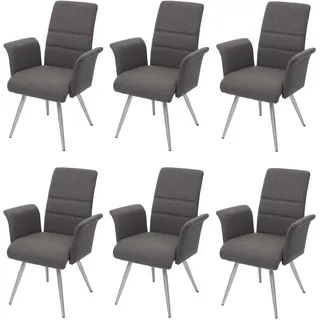 Mendler Esszimmerstuhl HWC-G55 Stoff/Textil grau-braun 6er Set