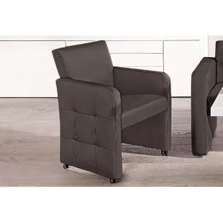 exxpo - sofa fashion Esszimmersessel »Barista, Loungesessel auf Rollen mit hoher Bodenfreiheit« Barista Clubsessel auf Rollen mit schmalen Armlehnen, modernes Design, grau