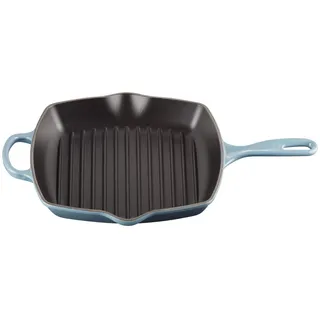 LE CREUSET Signature Gusseisen-Grillpfanne, Quadratisch, 26 cm, Für alle Herdarten inkl. Induktion geeignet, 2,86 kg, Chambray, 20183264340422