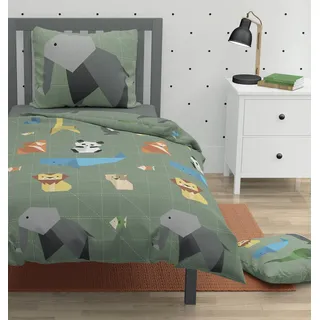 Home Linge Passion Bettwäsche-Set für Kinder, 100% Baumwolle, 140 x 200 cm, Grün