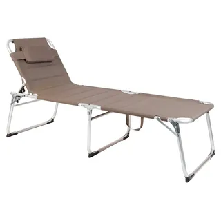 XXL Sonnenliege Dreibeinliege Gartenliege Taupe gepolstert - Beige, Taupe