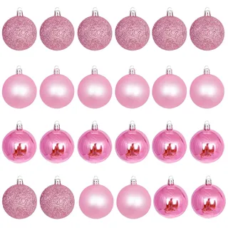 KASESSS 24 Stück Weihnachtskugeln Rosa, 3CM Christbaumkugeln Rosa, Weihnachtsbaum Kugeln rosa, Weihnachtsbaumkugeln Pink, Christbaum Kugeln, Christmas Balls, Weihnachts kugelns Weihnachtsbaumschmuck