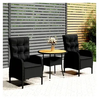 Rattan Balkonmöbel Set 3-teilig für kleine Balkone, Sitzgruppe für 2 Personen, Balkonset mit 2 Stühlen und 1 Tisch